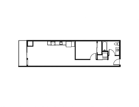Floor plan for studio, 1 bath, 534 sqft